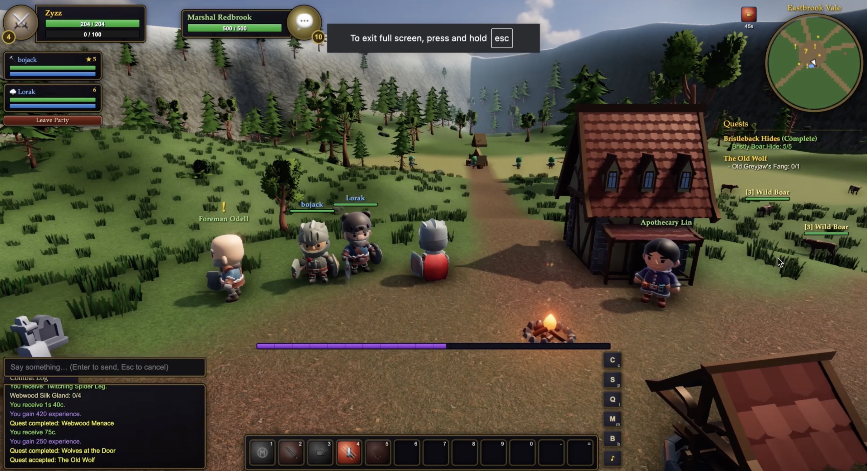 Группа игроков на квесте в World of Claudecraft — MMO, собранной на Claude Code
