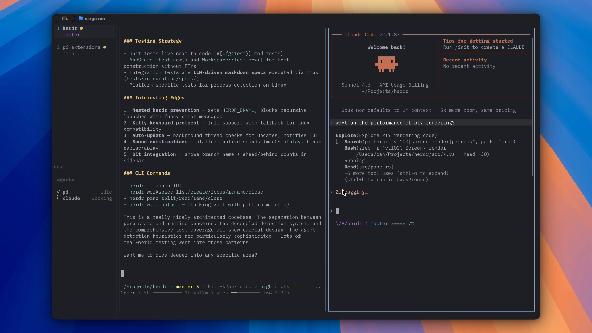 Herdr: панели агентов и сессия Claude Code в одном терминале