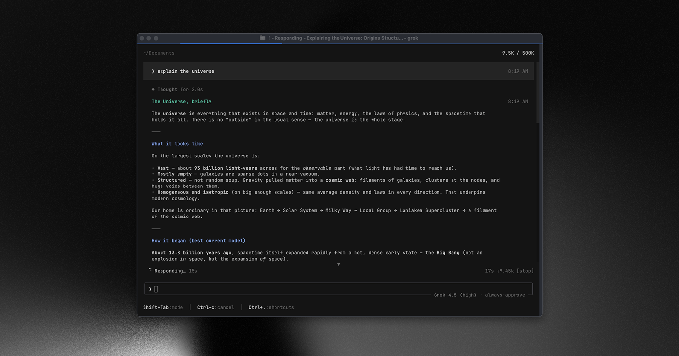Терминальный интерфейс Grok Build — из репозитория xAI