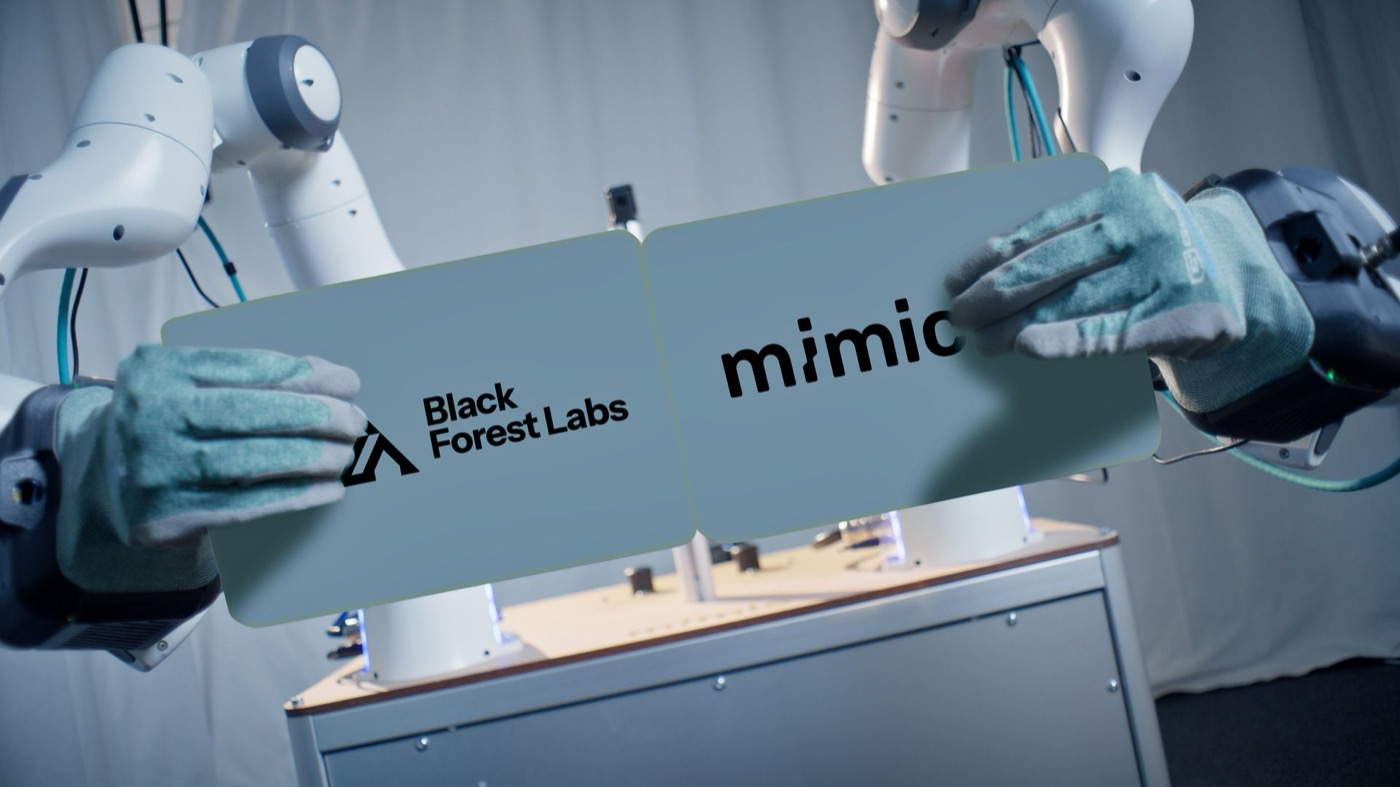 FLUX-mimic: две роборуки mimic robotics на стенде Black Forest Labs