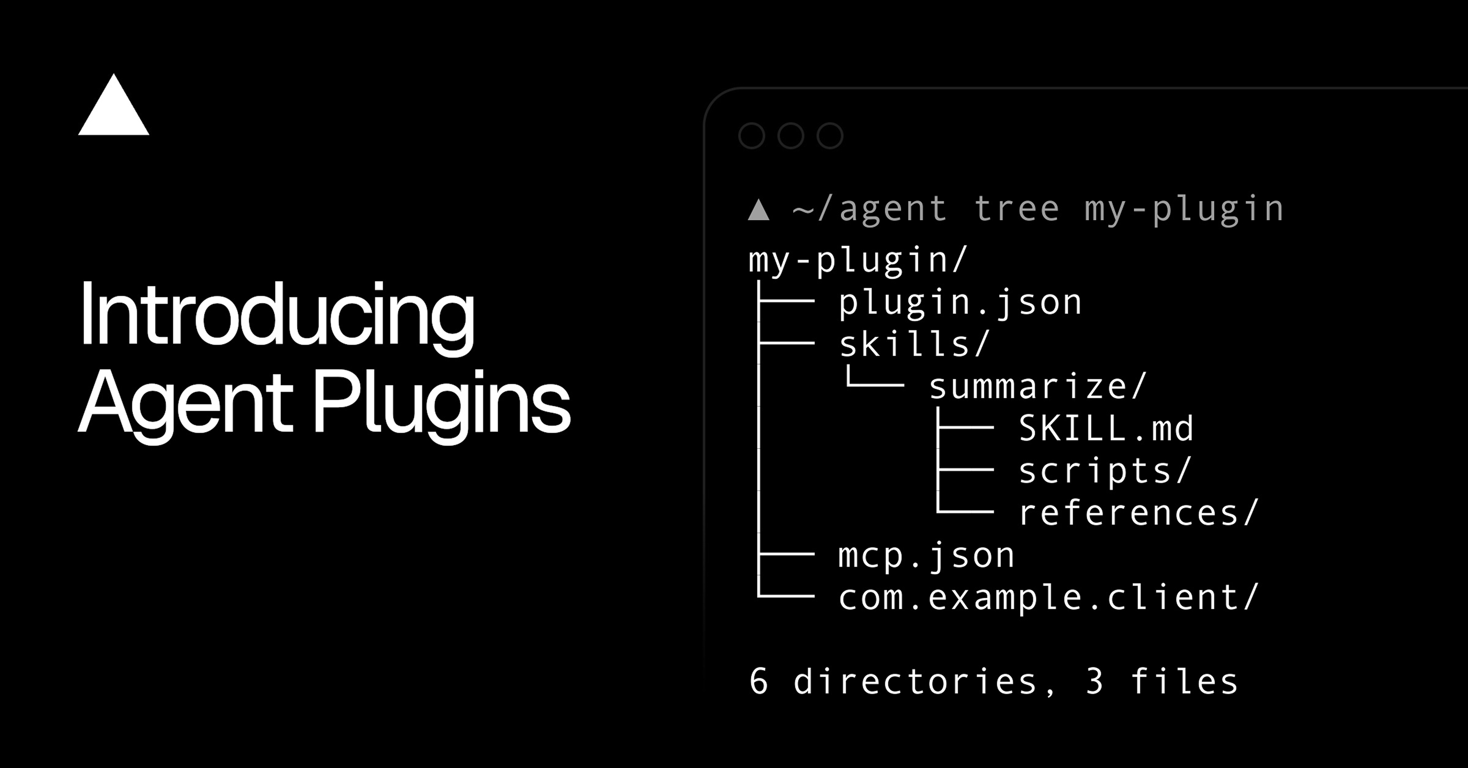 Обложка анонса Agent Plugins: дерево папки плагина с plugin.json, skills/summarize и mcp.json