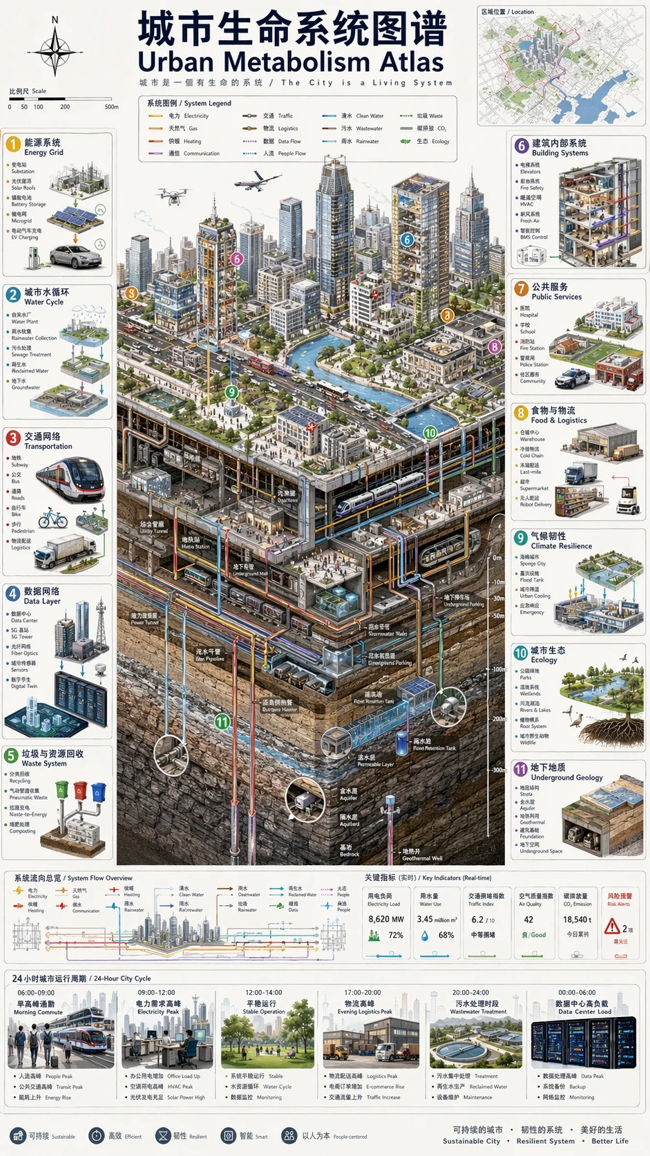 Инфографика «Urban Metabolism Atlas» — результат первого промпта из библиотеки awesome-gpt-image-2