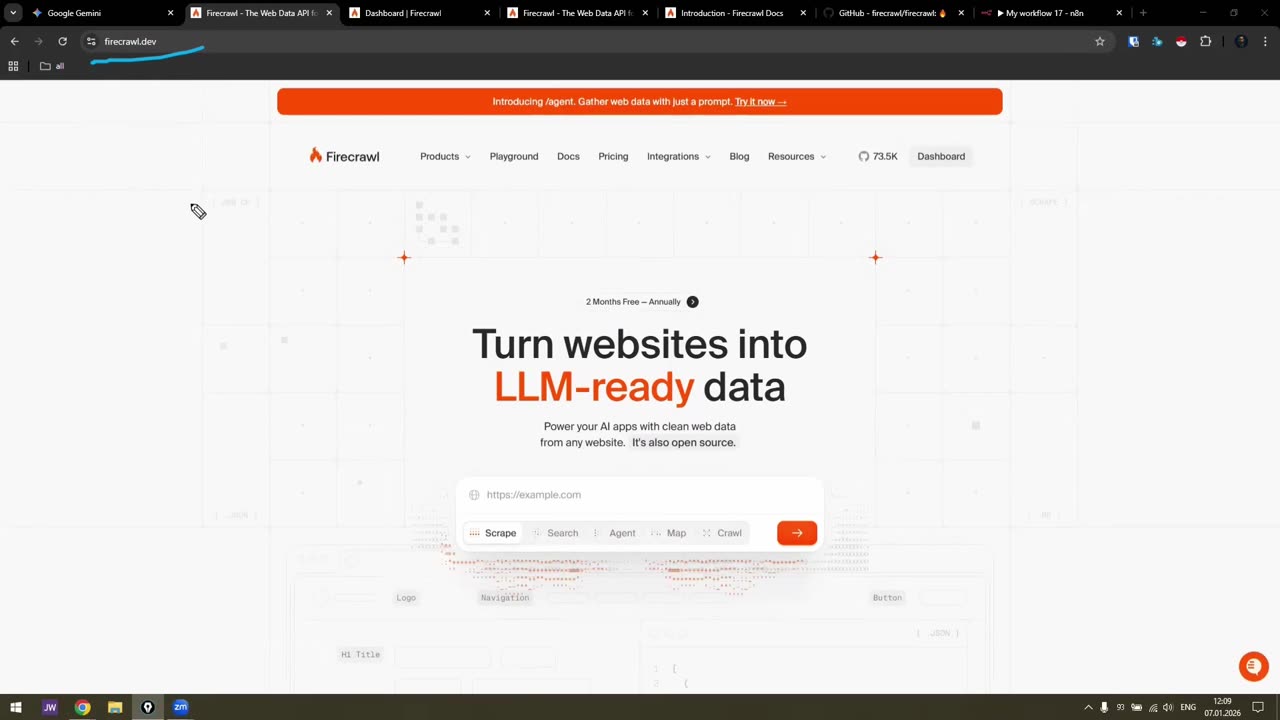 Firecrawl: регистрация, кредиты, API-ключ и первый парсинг в Playground